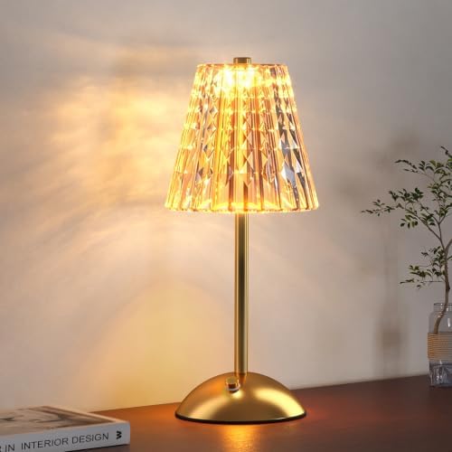 FLY2SKY Crystal Table Lamp, Rechargeable Lamp with 3 Color Temperatures by FLY2SKY