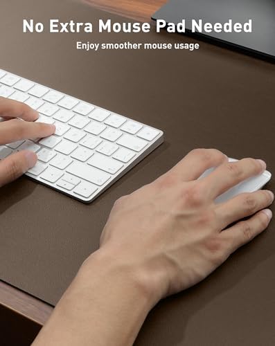 Aothia Faux Leather Desk Mat - Large Mouse Pad, Non-Slip PU Leather Blotter, Waterproof Writing Surface for Office and Home (Coffee, 42" x 17") - Image 4