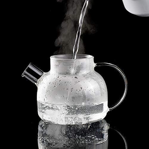 CnGlass Glass Teapot Stovetop Safe,20.3 oz Clear Tea pot with Removable Filter Spout,Loose Leaf and Blooming Tea Maker - Image 4