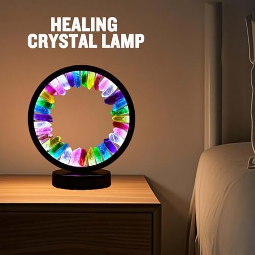 Runyansghi Chroma Electroplated Single Point Crystals Night Lamp 8.6" Healing Crystal Bedside Lamp USB Port 3 Colours Dimming Mode Bedroom Lamp Suitable Night Light Office Home Decor Gift - Image 5
