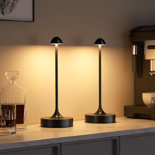 Cordless Rechargeable Table Lamp, Battery Operated Desk Lamp, Black, 2 Pack by KakanuoLightings