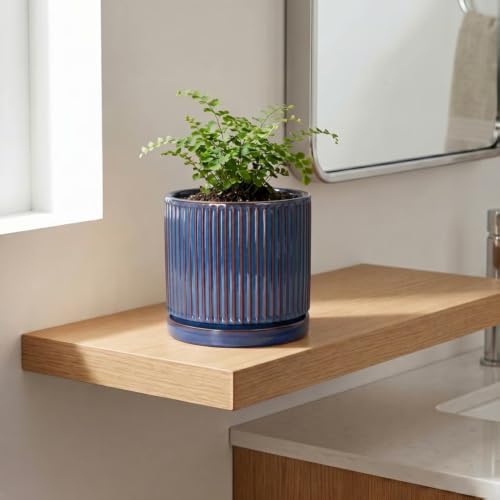 Ceramic Plant Pots, 6 Inch Indoor Pots for Plants, Retro Blue - Image 3