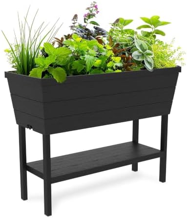 Keter Urban Bloomer 12.7 Gallon Raised Garden Bed and Outdoor Herb Garden Planter with Self Watering Gauge and Drainage Plug, Dark Grey by Unknown