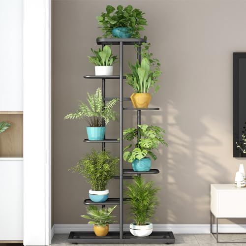 LINZINAR 7 Tier Plant Stand Indoor Outdoor Metal Flower Pot Display Shelf - Image 3
