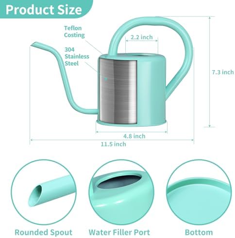 Watering Can, Stainless Steel Watering Can for Indoor & Outdoor Plants, 1L/35oz Long Spout Water Can with Handle, Rust-Proof Plant Watering Pot for House Plants, Garden Flowers - Image 3