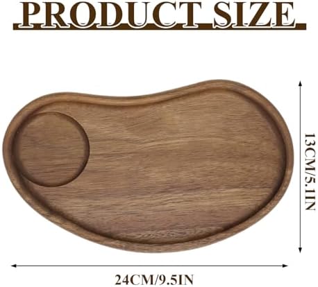 Wood Serving Tray, Irregular Decorative Tray for Coffee Table Snack Breakfast, 9.5x5.1 inch - Image 3
