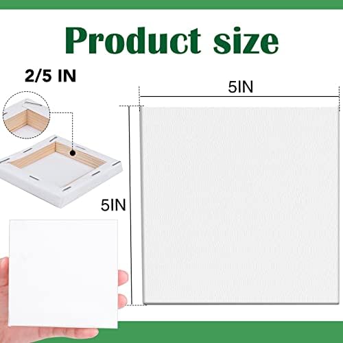 ESRICH Mini Stretched Canvas 10 Pack 5x5inch, 2/5''Profile Art Primed Canvases for Painting, Cotton Small Professional Stretched Canvas for Kids and Art Supplies, for Acrylics, Oils. - Image 2