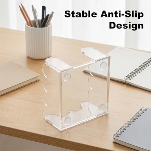 Skrfren Scalloped Acrylic Sticky Note Holder 3x3 Inch Notepad Holder with Wave Design Crystal Clear Sticky Note Holders Dispenser Thick Acrylic Desk Organizer for Office Home Dorm Classroom - Image 6
