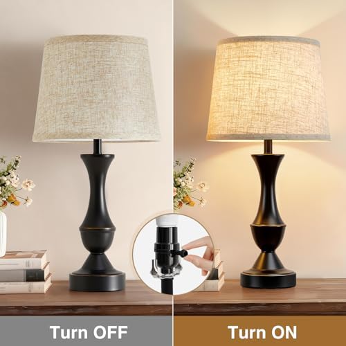 Luvkczc Table Lamp Set of 2, 19" Farmhouse Vintage Bedside Lamps - Image 3