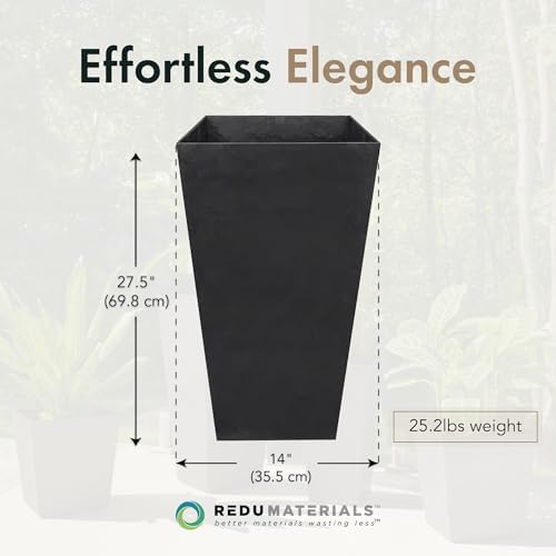 Tierra Verde Sonata Self-Watering Square Planters, Black, 14" x 28", 2-Pack - Image 5