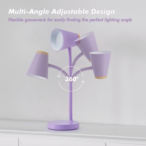 EJIAXIN Desk Lamps for Home Office - Small LED Desk Lamp Touch Dimmable Reading Light for College Dorm Room - Adjustable Flexible Gooseneck Table Lamp for Bedside Bedroom Nightstand Purple - Image 6