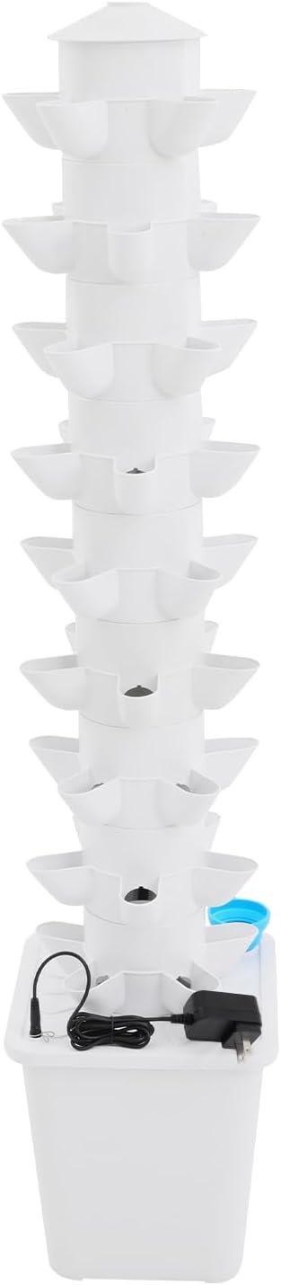 Hydroponic Growing System, 45 Pods Vertical 9 Tiers Hydroponic Tower, Home Hydronic Garden with Water Pump, Water Circulation Plants Germination Kit for Indoor Herbs Fruits & Vegetables