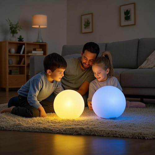 Mr.Go Rechargeable LED Ball Light 12", RGB Color-Changing Globe Orb Lamp - Image 2