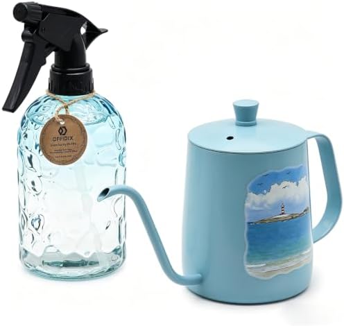 OFFIDIX Watering Can Indoor Set Blue Small Metal Water Can and Spray Bottle by Offidix