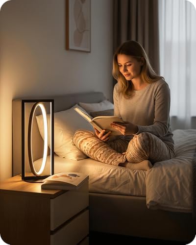 Modern LED Table Lamp, Dimmable Minimalist Bedside Lamp, 3 Color Temperatures, Angle Adjustable, Cute Desk Lamp, Nightstand Lamp for Living Room, Bedroom, Office, Black and Walnut K62TL05 - Image 7