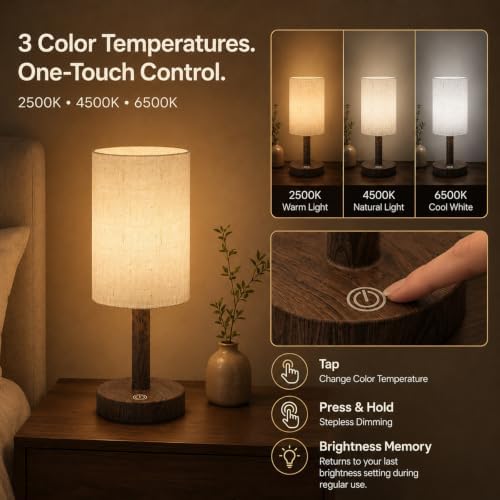 Small Rechargeable Cordless Table Lamp, Nightstand to Desk, Dark Walnut - Image 4