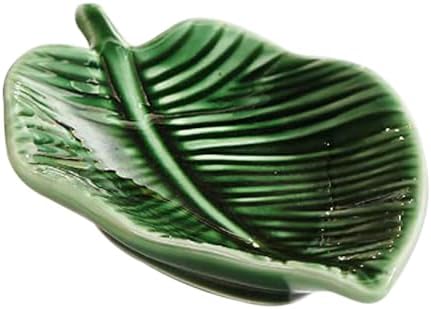 Operitacx Leaf Shape Ring Dish Green Decorative Jewelry Plate Multi-Function Trinket Tray for Desktop Jewelry Holder Home Storage Dressing Table Party Decor 5.51 X 4.33 X 1.18 in by Operitacx