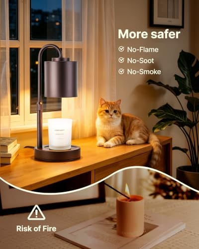 CASTLELIFE Dimmable Candle Warmer Lamp with Timer, Height Adjustable Candle Warmer for Jar Candles, Electric Wax Melt Warmer for Home Decor House Warming Gifts, Birthday Gifts for Women,Coffee - Image 4