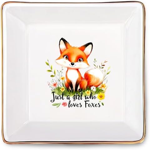 Fox Jewelry Ring Holder Dish Tray, Gifts For Women Teens Girls, Fox Lovers Themed Stuff Things Decor Merch Home Room Ring Earrings Necklace Organizer Holder! by BJDAMAIGIFTSFORGIRLSKIDS
