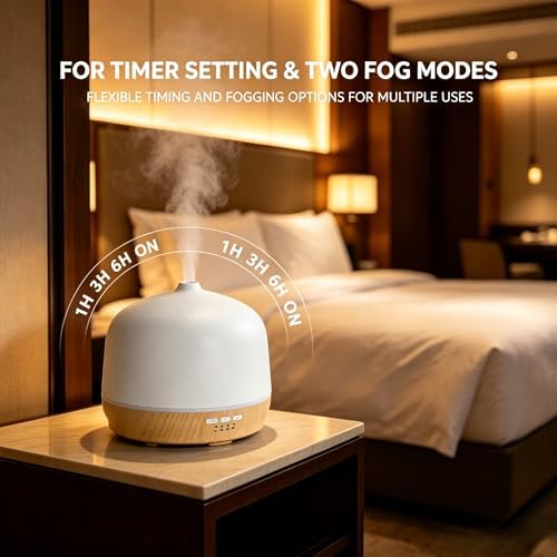 Ceramic Essential Oil Diffusers for Home Large Room, Aromatherapy Scent Air Diffuser Ultrasonic Aroma Defusers 500ml with Timed—Wood - Image 4