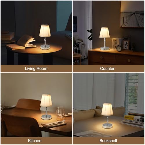 3000 mah Battery lamp,5W LED Small Touch Lamps,3 Color Temperature Dimmable Rechargeable Lamp,Cordless Lamp for Kitchen,Mini Lamps for Small Spaces (Chrome,2 Pack) - Image 7