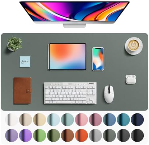 Aothia Faux Leather Desk Mat - Large Mouse Pad, Non-Slip PU Leather Blotter, Waterproof Writing Surface for Office and Home (Jungle Green, 40" x 24") by AothiaSimpleNaturalUnique