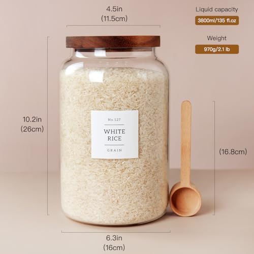 CZSZYGHBAO 2 PCS Large Glass Jar with Airtight Lid, Glass Food Storage Jars for Tea,Spice,Cereal, Egg,Flour,Coffee and More(1 gallon/4000 ml) - Image 2