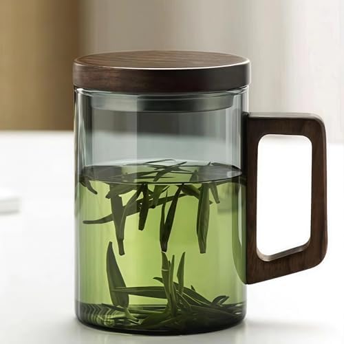 Tea Infuser Mug 400ML/15.5oz，Borosilicate Glass Infusion Mug Dishwasher Safe preferred for birthday gifts (dark green) - Image 2