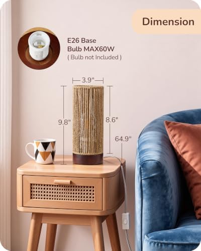 EDISHINE 9.85IN Wood Table Lamp, E26 Socket, No Assembly Required - Image 4
