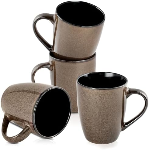 SEDEME Brown 12oz Rustic Ceramic Mugs (4 Pack) - Handle Coffee Mugs for Hot Drinks by Unknown
