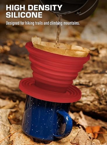 COLETTI Sierra Camping Pour Over Coffee Dripper — Collapsible Pour Over Coffee Dripper — Includes Pack of Paper Filters [Red, Pack of 2] - Image 4
