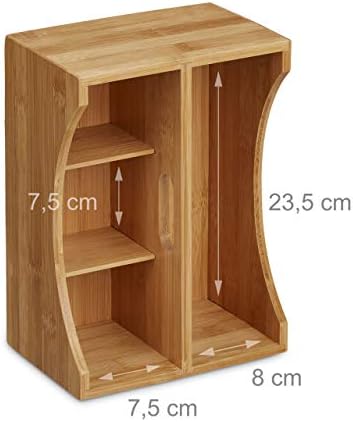 Relaxdays Bamboo Desk Organizer, Stationery Pen Holder, Office File Sorter Cabinet, HxWxD: 9 x 13 x 16 cm, Natural, 12 x 25 x 18 cm - Image 4