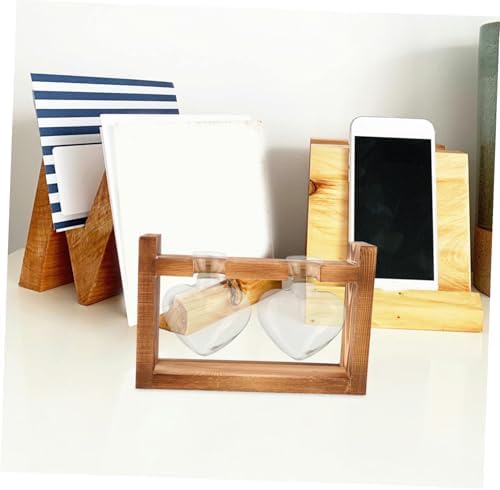 Heart Hydroponic Vase with Wooden Stand for Desktop Home Decor - Image 5