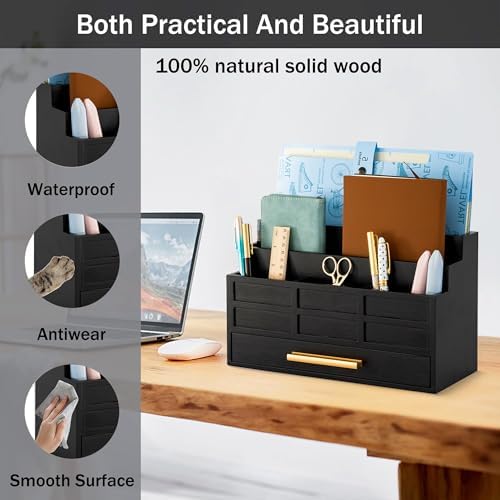 Desk Organizer with Drawer, Countertop Bill Mail Organizer and File Storage - Image 2