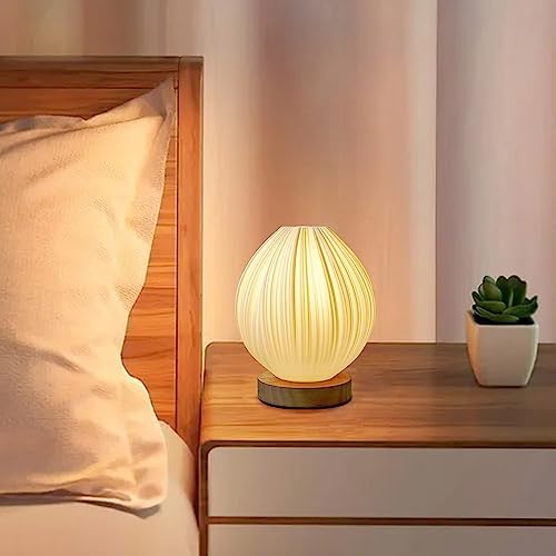 Lotus Small Table Lamp, Vintage Pleated Night Light for Bedside & Decor - Image 6