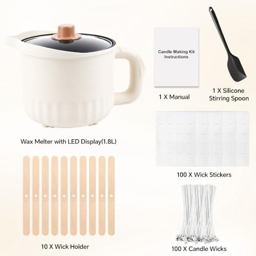 KEARLGMBH Electric Wax Melter with LED Display, Candle Making Kit for Adults，Wax Melt Warmer with 6 Level Temp Control, Large Capacity Wax Melting Pot, Candle Making Supplies - Image 4