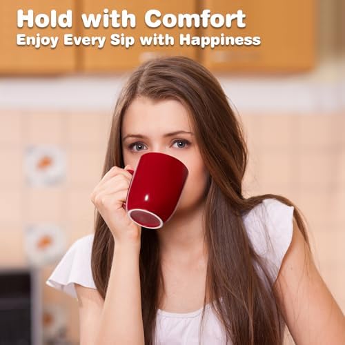 Large Ceramic Coffee Mug 16oz(475ml) Tea Cups Idea Gifts Red 1 Pack - Image 6