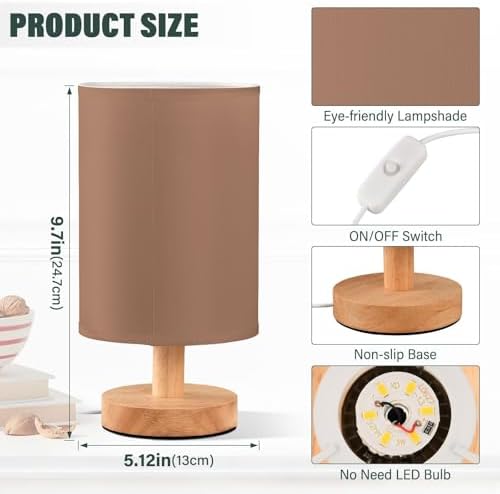 DOMIKING Terracotta Pattern Bedside Table Lamp for Bedroom Small Lamps for Nightstand Lamp with Non-Slip Base Desk Reading Lamps for Living Room Office Home Dorm Outdoor - Image 3