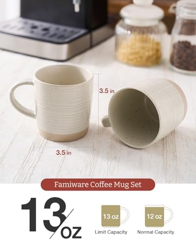 famiware Coffee Mugs Set of 6, 13 oz Mug Set, Ceramic Cup Set with Handle - Image 3