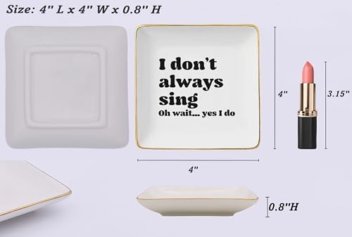 Theatre and Singer Decor Gifts,Music Lover Gift-Karaoke Lovers Keepsake,Musician Teacher Singing Keepsake,Music Party Present-Night Song Singer Present-Ceramic Jewelry Tray Trinket Holder Ring Dish - Image 5