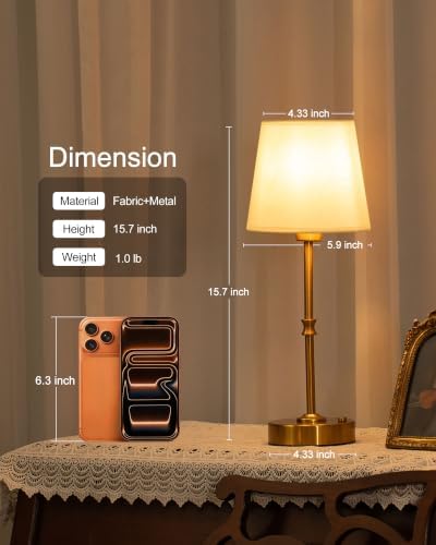 EppieBasic Cordless Table Lamp Rechargeable: Fast Charging & Long Lasting - 2700K Warm Light Samll Vintage Gold Lamps for Women Housewife - Dinning Living Room Bedroom - Image 4