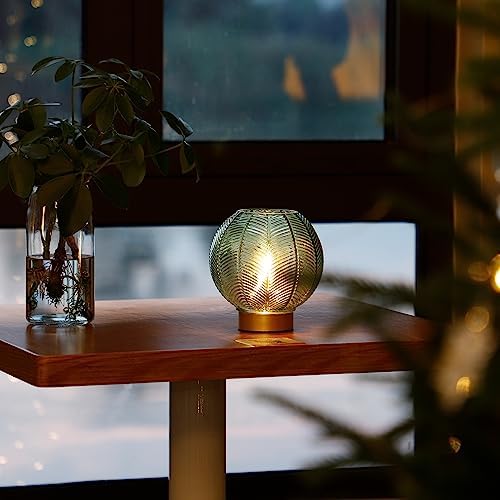 LUSHARBOR Battery Operated Decorative Glass Table Lamp with Timer Green - Image 2