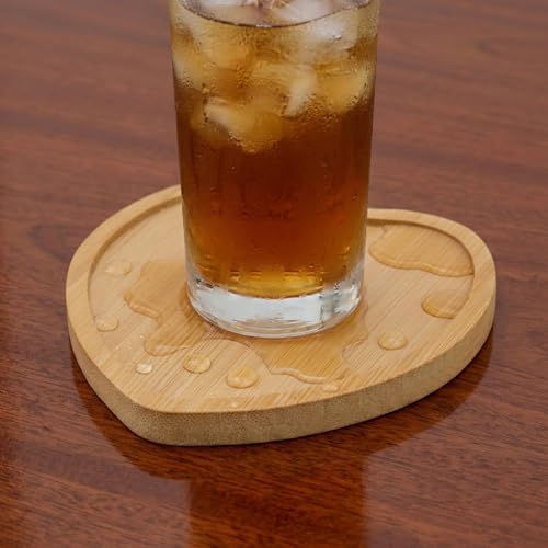 HOIGON 30 Pack Bamboo Coasters, 4 Inch Natural Wooden Coasters, Heart Bamboo Tray Saucer Set for Drinks, Crafts, Succulents - Image 7