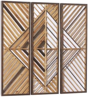 Deco 79 Wood Geometric Home Wall Decor Wall Art 12"W, 35"H, Oiled Brown - Image 2