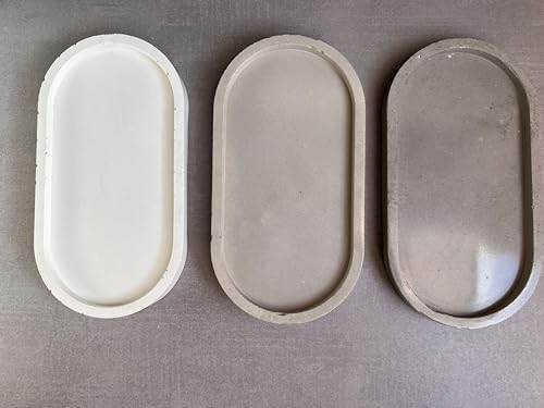 Oval Concrete Tray, Jewelry Holder, Vanity Tray, Cement Tray, Coffee Table Tray, Decorative Tray, Jewlery Tray, Bathroom Tray, Minimalist (9.15" L, Creamy Gray) - Image 6