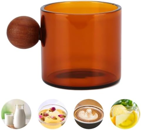 Glass Coffee Cup with Wood Handle 120ml Clear Heat Resistant Tea Mug(Brown) - Image 3