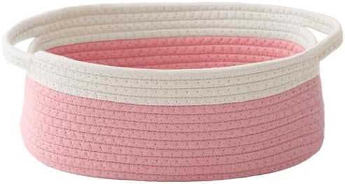 JMvicyroam Small Woven Basket, Empty Gift Basket, White&Pink/1 Pack by JMvicyroam