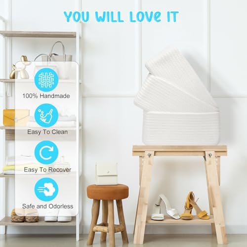 3 Pack Small Storage Baskets for Organizing, 11.8×7.8×5.1", White - Image 4