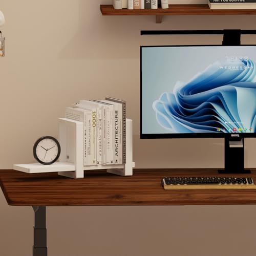 100% Solid Wood Adjustable Desktop Bookshelf, Retro Tabletop Bookshelf, Desk Shelf for Living Room, Home, Office, Perfect for Magazine, Books, Cookbooks, No Tools Required to Assemble (White) - Image 2