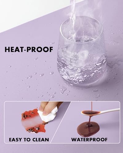 YSAGi Double-Sided Desk Pad, 35.4"x17"Leather Desk Mat, Eco Cork Desk Pad Protector,Large Mouse Pad,Waterproof Desk Blotter for Office/Home(Light Purple) - Image 6